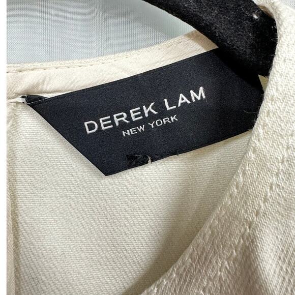 Derek Lam New York Cream Denim Stretch Form Fitting Knee Length Sleeveless Dress - Picture 7 of 12